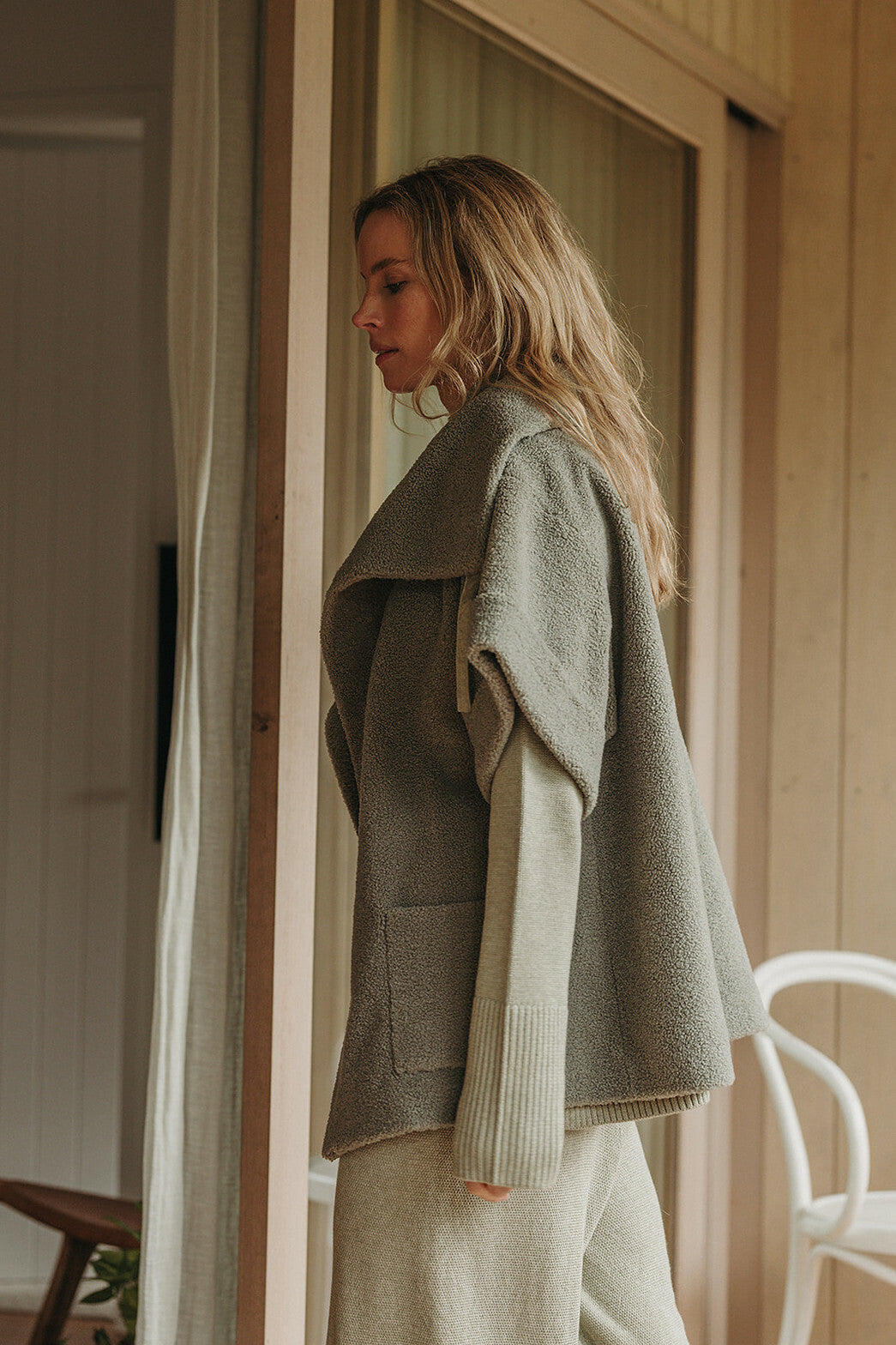 Sherpa Cuddle Coat- Acacia
