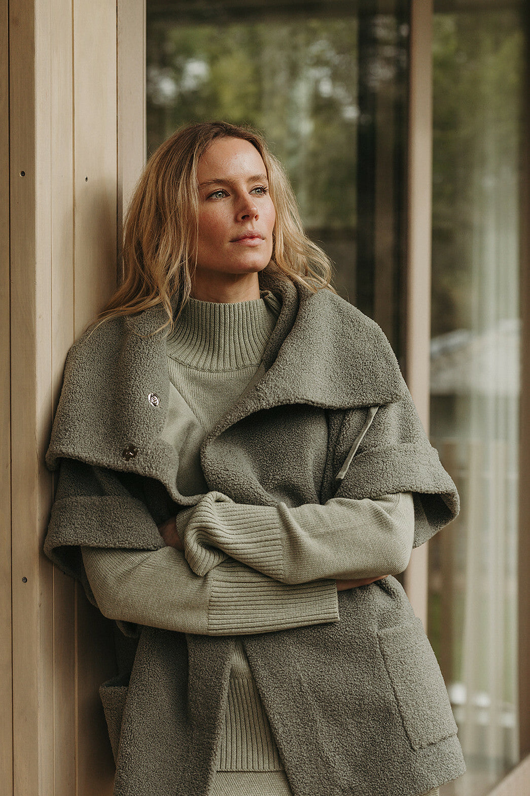 Sherpa Cuddle Coat- Acacia
