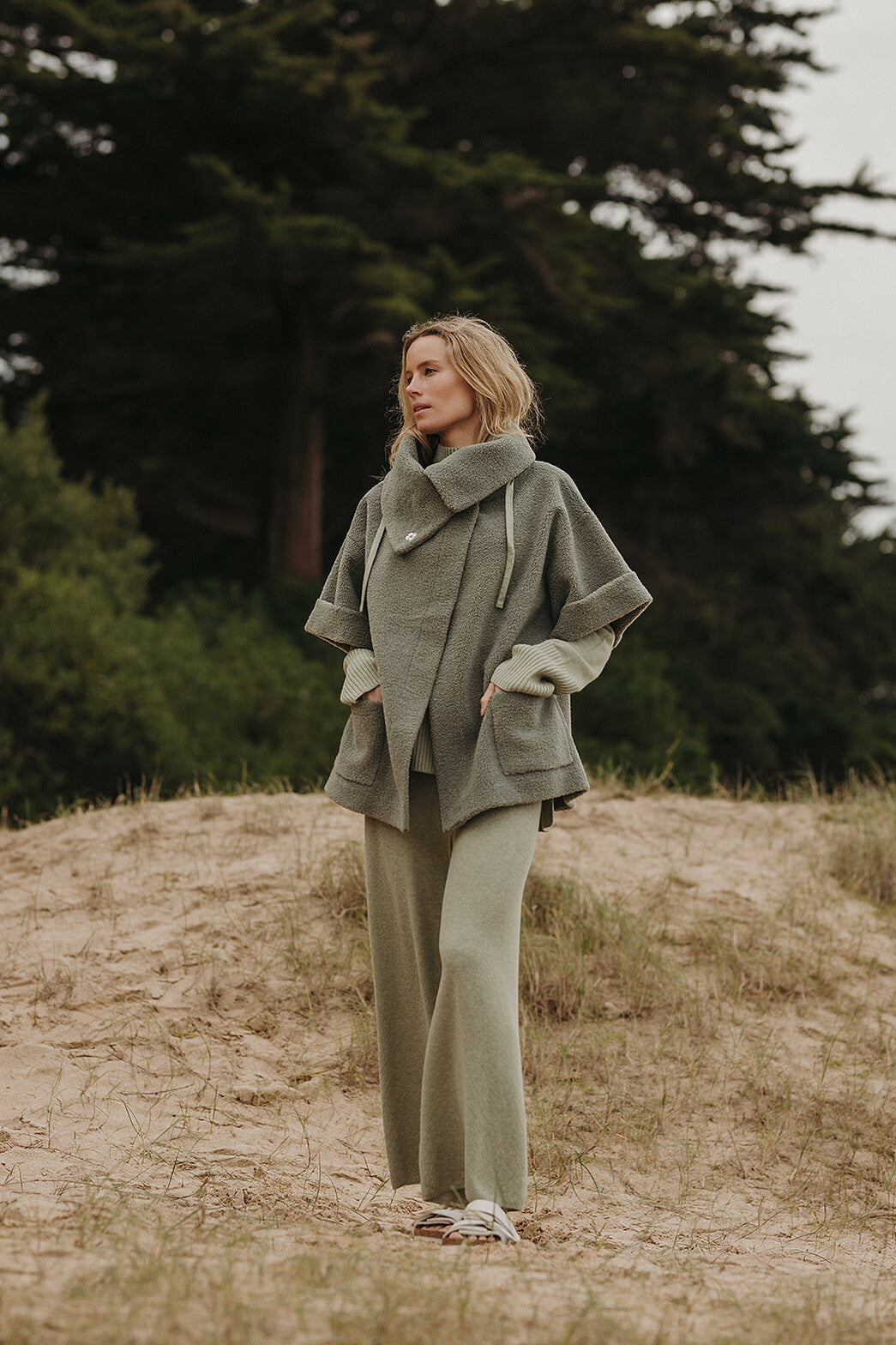 Sherpa Cuddle Coat- Acacia