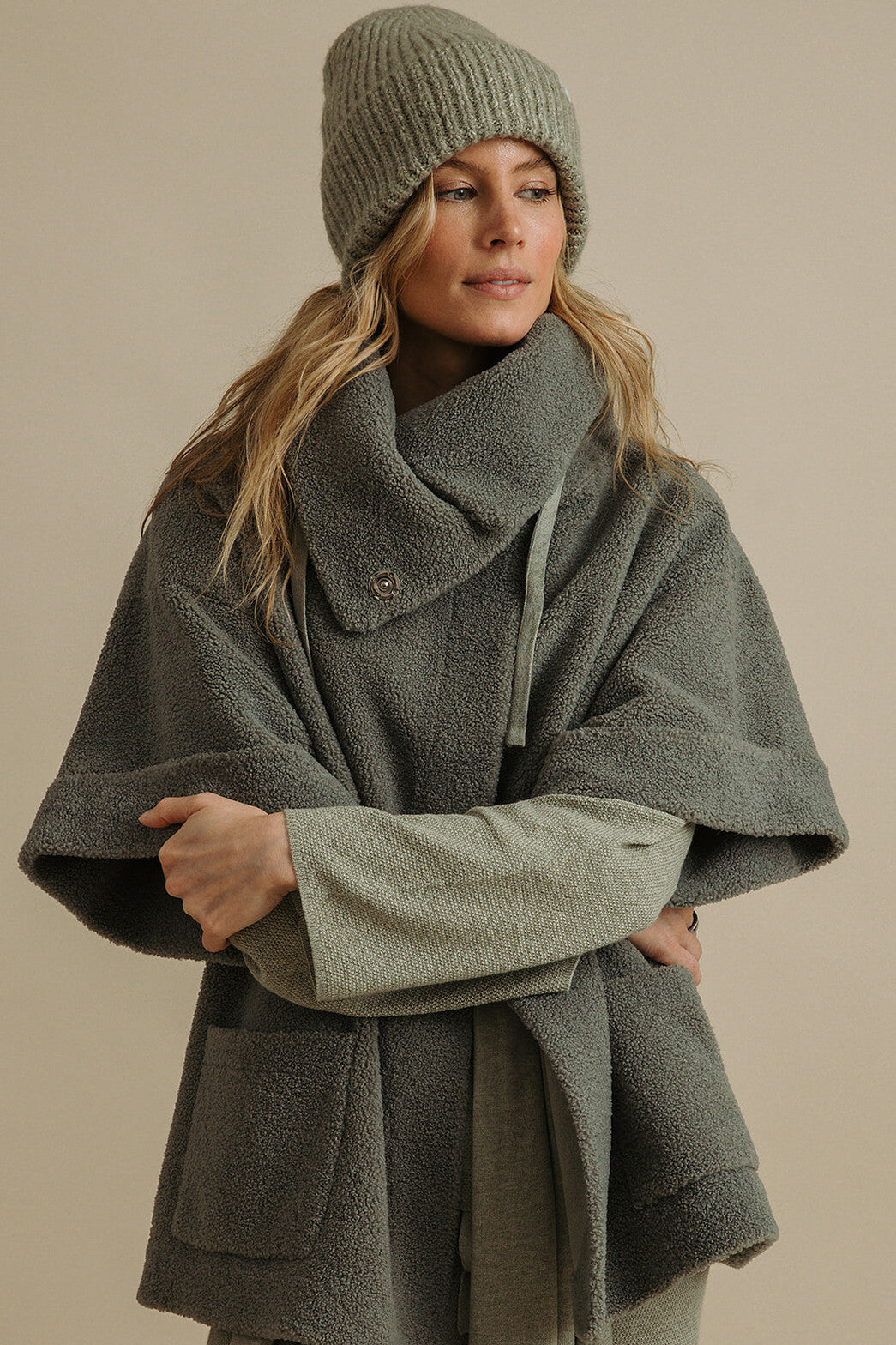 Sherpa Cuddle Coat- Acacia