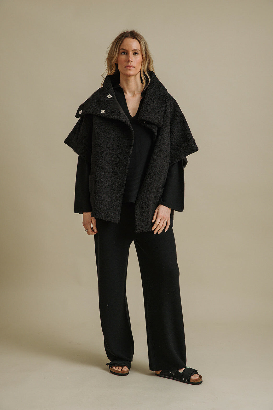 Sherpa Cuddle Coat- Onyx