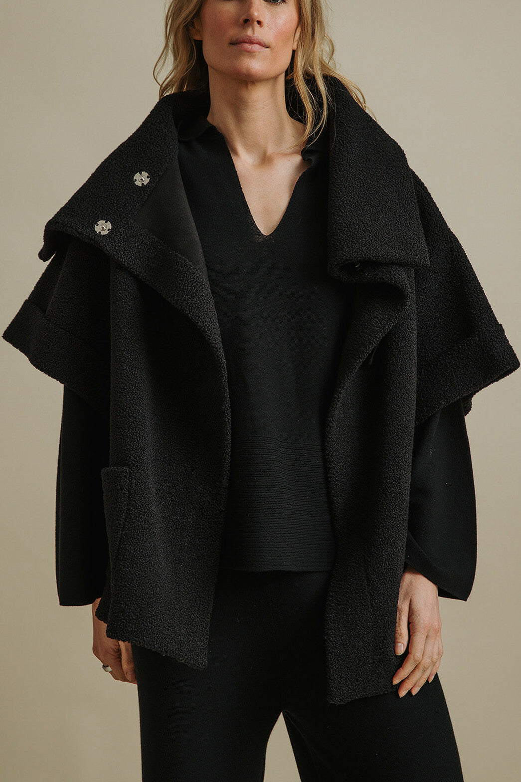 Sherpa Cuddle Coat- Onyx