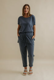 Talamaya Shoreline Relax Cotton Pant in Pool