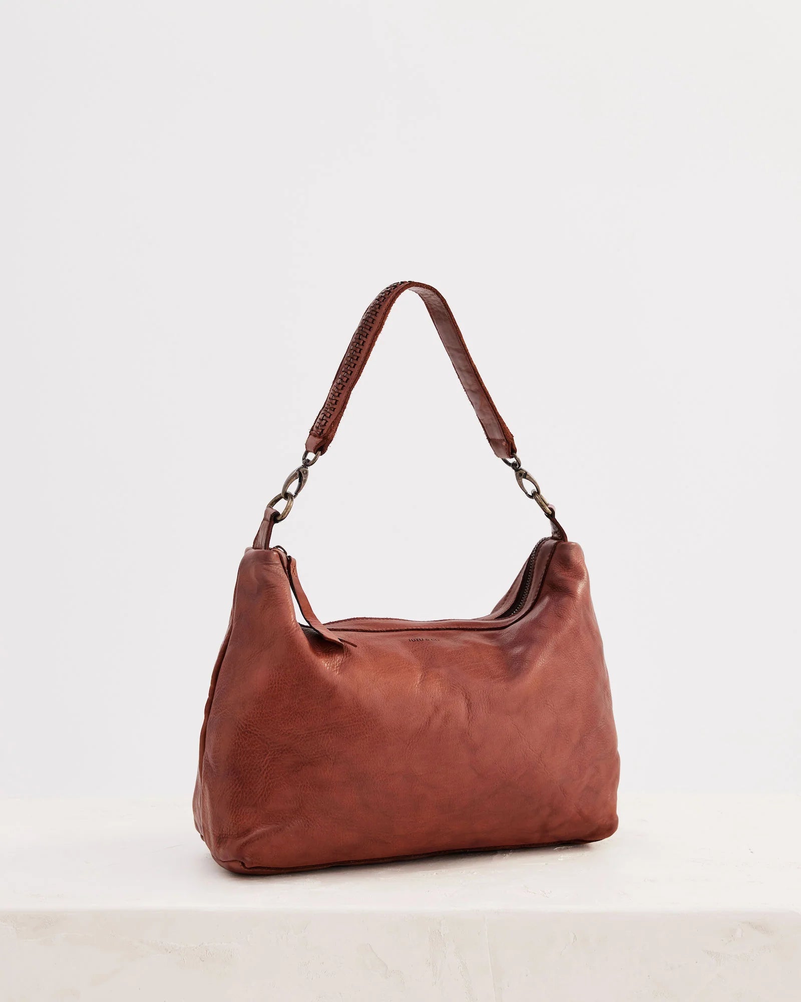 JuJu & Co Signature Slouchy Leather Bag in Cognac