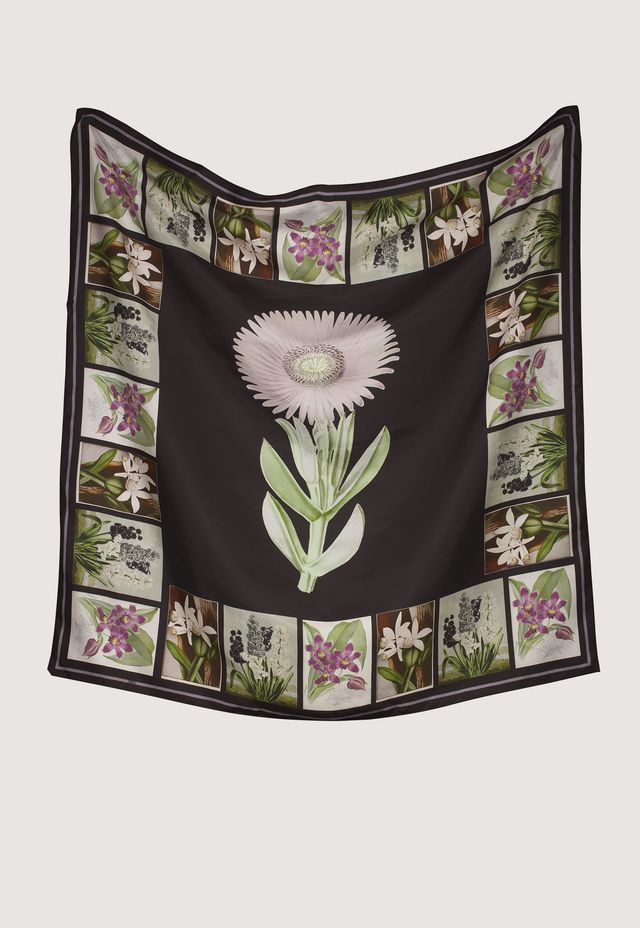 Nancybird Silk Scarf Charcoal Archive Floral