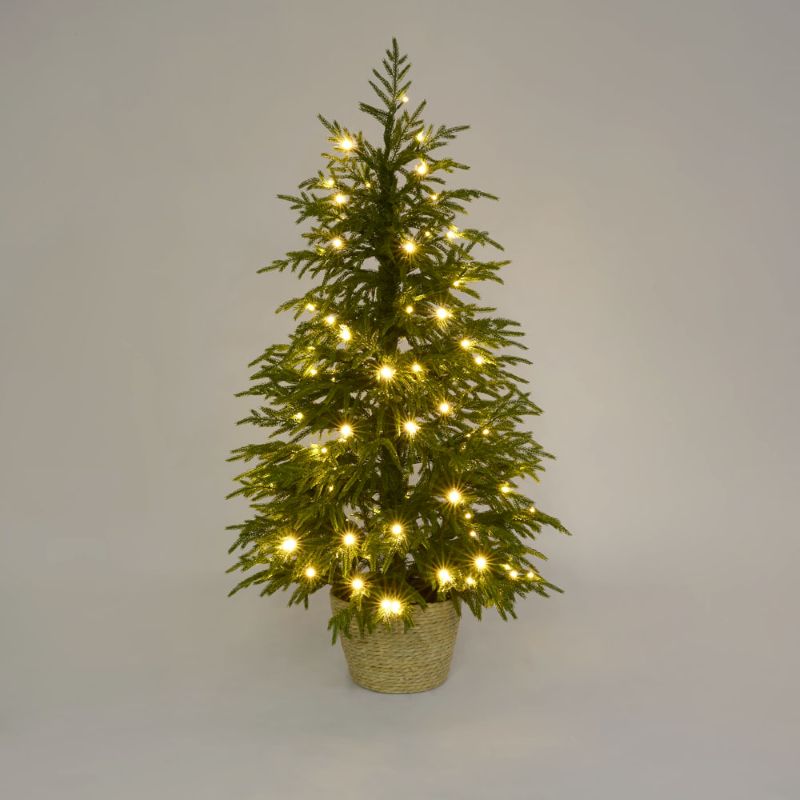 Vixen & Velvet Soft-Touch Light Up Potted Tree in Basket- 120cm
