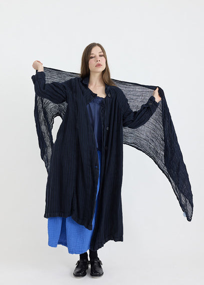 Metta Melbourne Soft Classic Scarf in Linen Gauze- Navy
