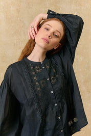 Louise Misha Sophie Blouse in Black Cotton Voile