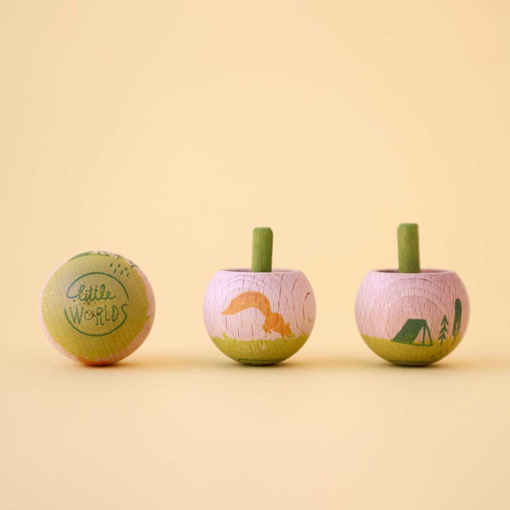 Little Worlds Wooden Spinning Tops