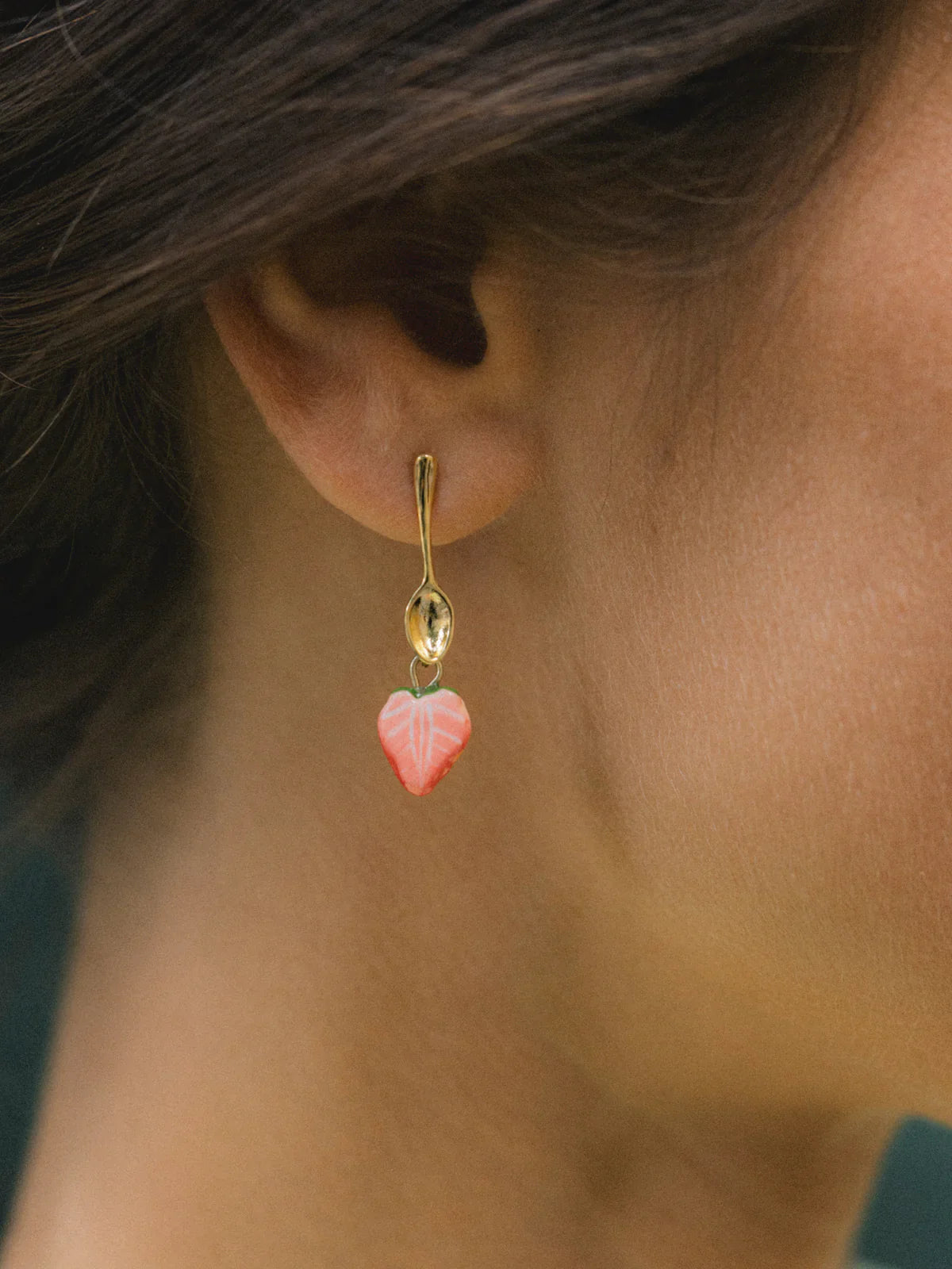 Spoon & Strawberry Dangle Earrings