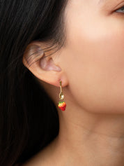 Spoon & Strawberry Dangle Earrings