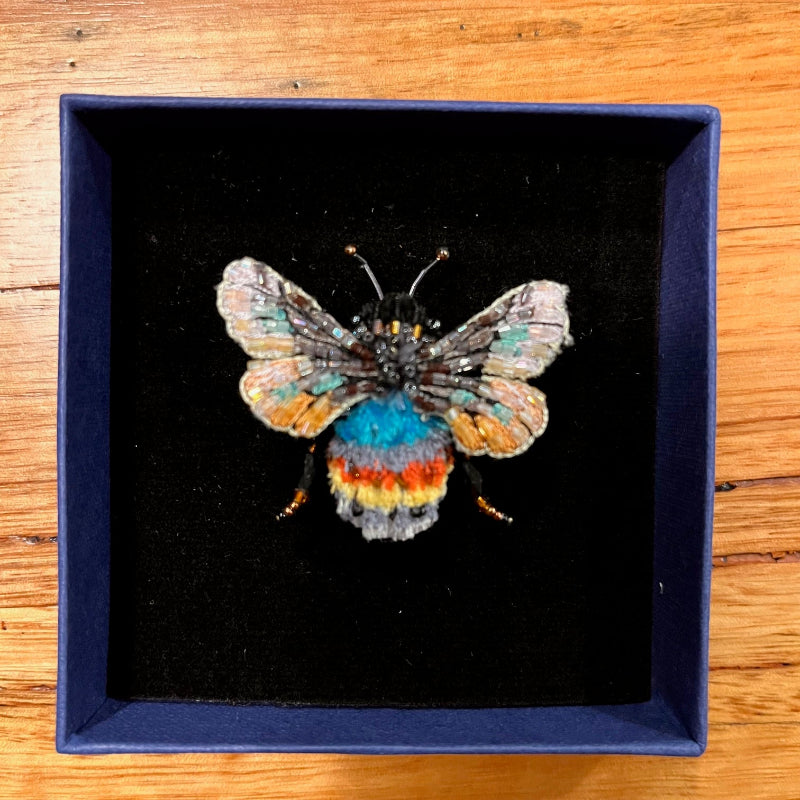 Trovelore Embellished Brooch Pin- Striped Bee