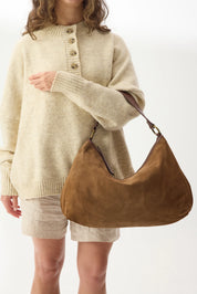 JuJu & Co Suede Slouchy Bag in Chestnut