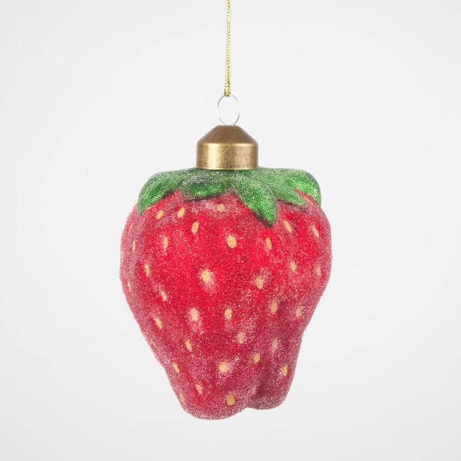 Vixen & Velvet Sugared Strawberry Christmas Decoration Large Red