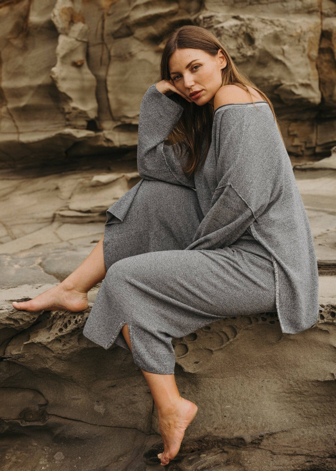Talamaya Retreat Cotton Twist Pant in Pool Combo
