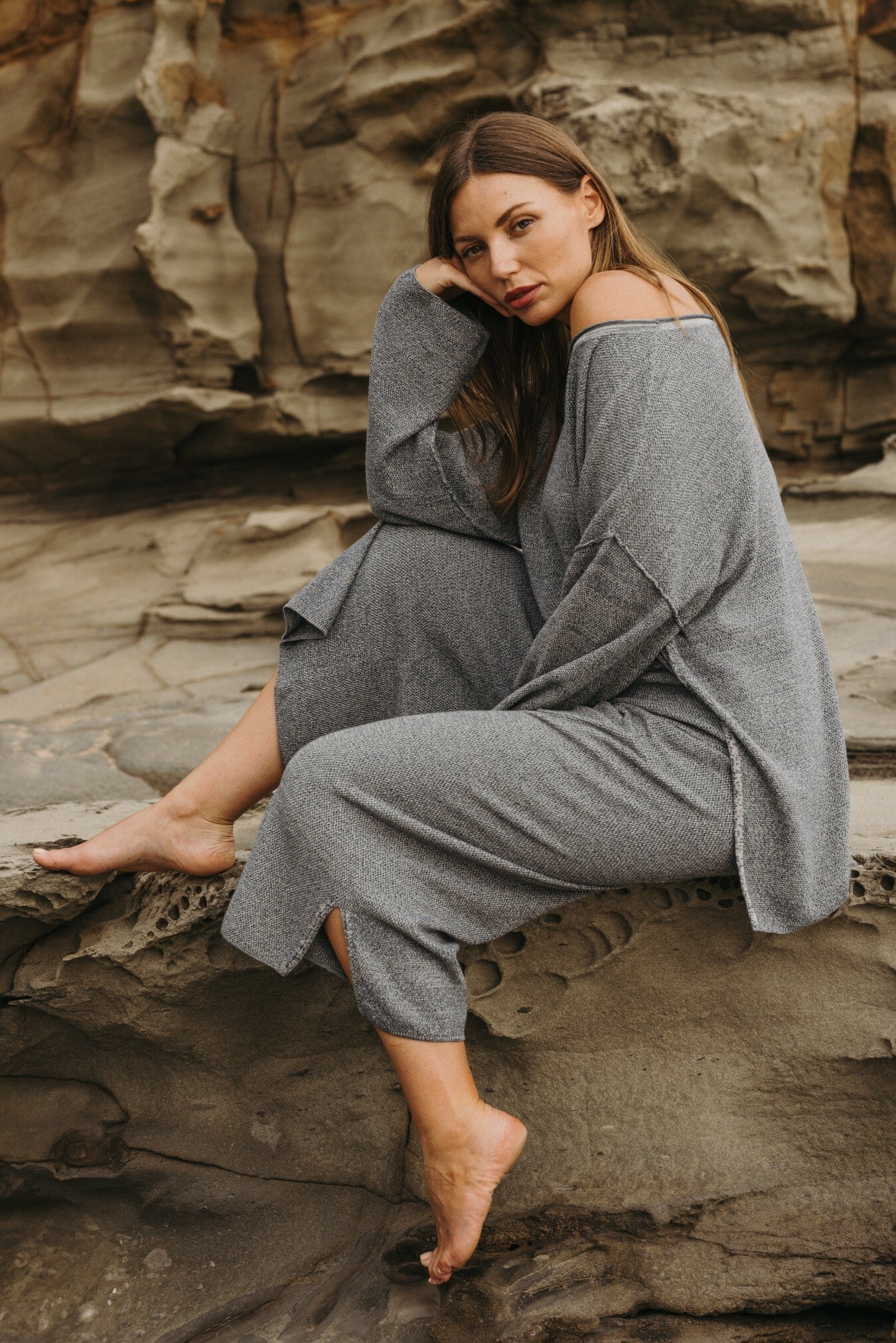 Talamaya Retreat Cotton Twist Pant in Pool Combo