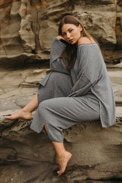 Talamaya Retreat Cotton Twist Pant in Pool Combo