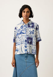 Nancybird Summer Shirt in Lyon Tile Print