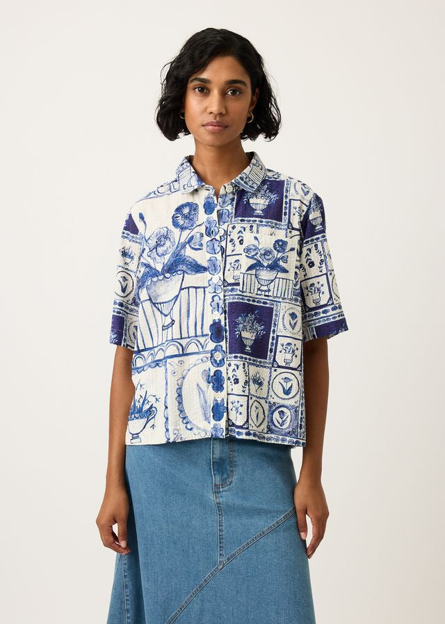 Nancybird Summer Shirt in Lyon Tile Print