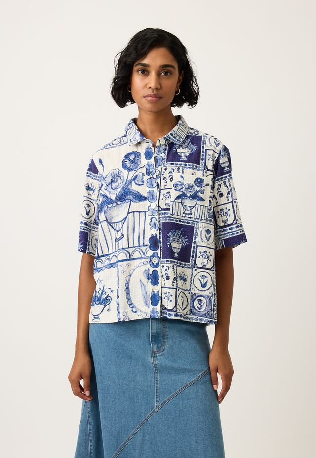 Nancybird Summer Shirt in Lyon Tile Print