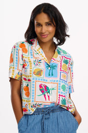 Sugarhill Brighton Odele Shirt in Off White Jungle Tile Print