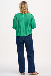 Hyma Embroidered Top- Green Leopard