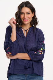 Syugarhill Brighton Delphi Boho Top in Navy