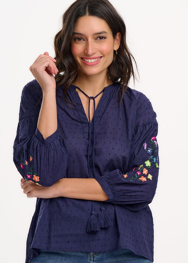 Syugarhill Brighton Delphi Boho Top in Navy