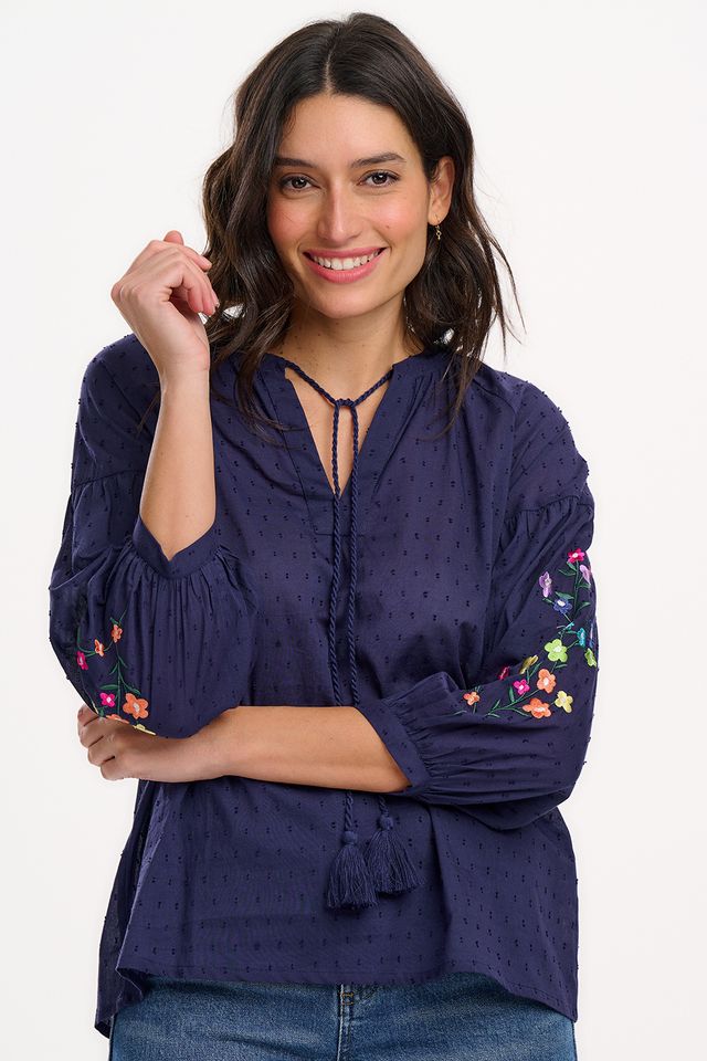 Syugarhill Brighton Delphi Boho Top in Navy