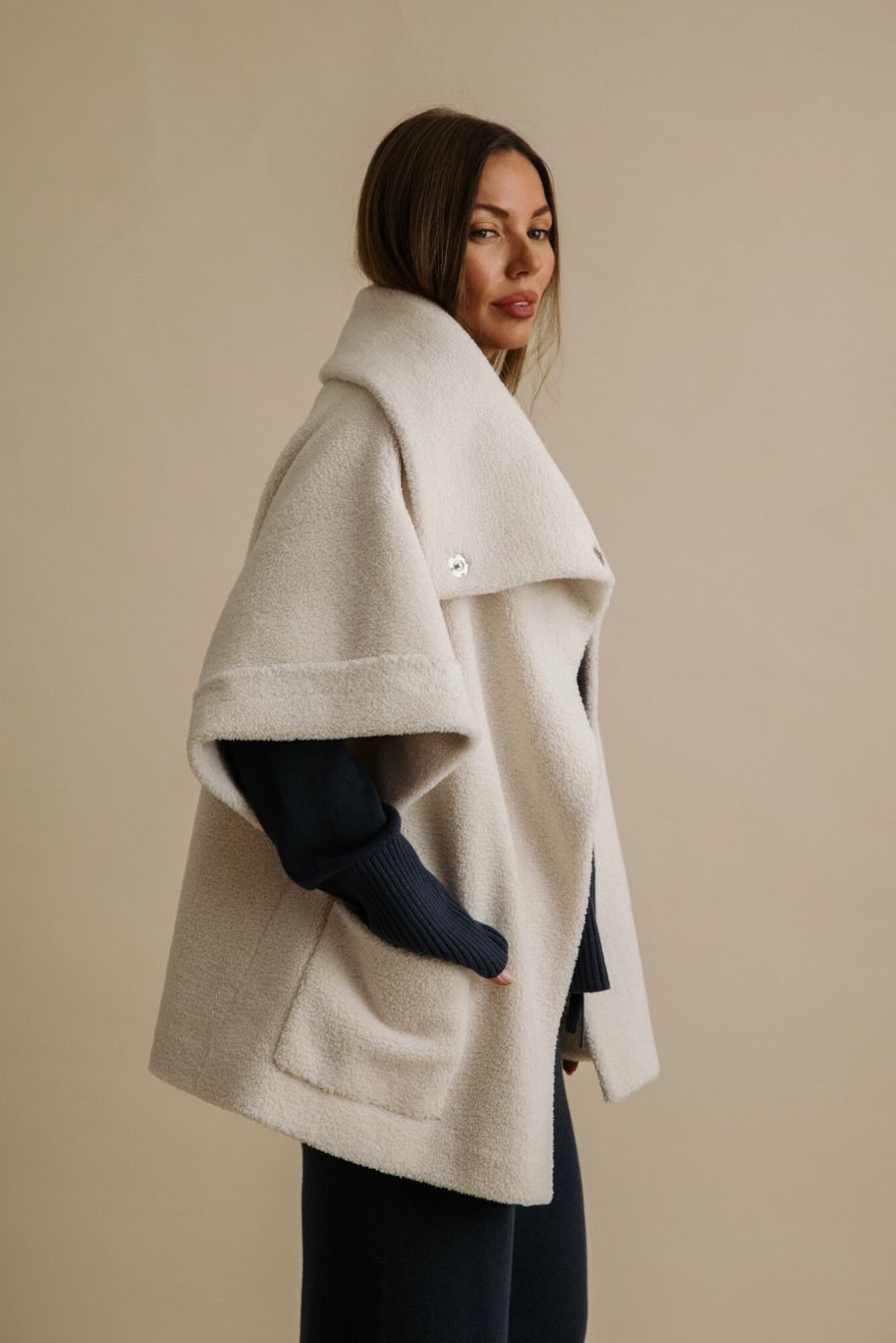 Sherpa Cuddle Coat- Chalk