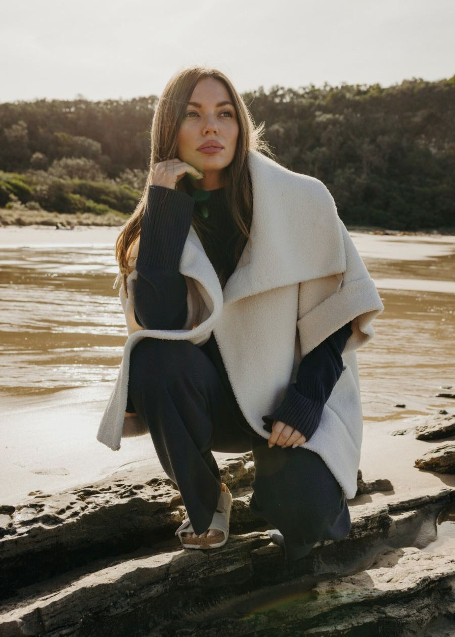 Talamaya Sherpa Cuddle Coat Chalk