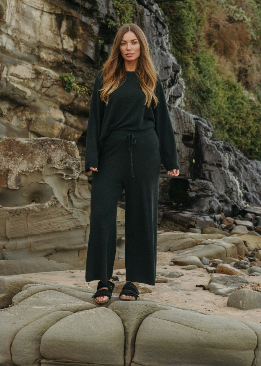Talamaya Winter retreat Merino Cotton Pant in Pine