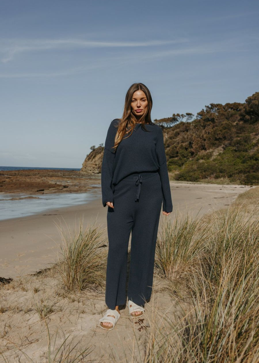 Talamaya Winter Retreat Merino Cotton Pant in Lake