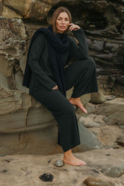 Talamaya Winter Retreat Merino Cotton Pullover in Pine