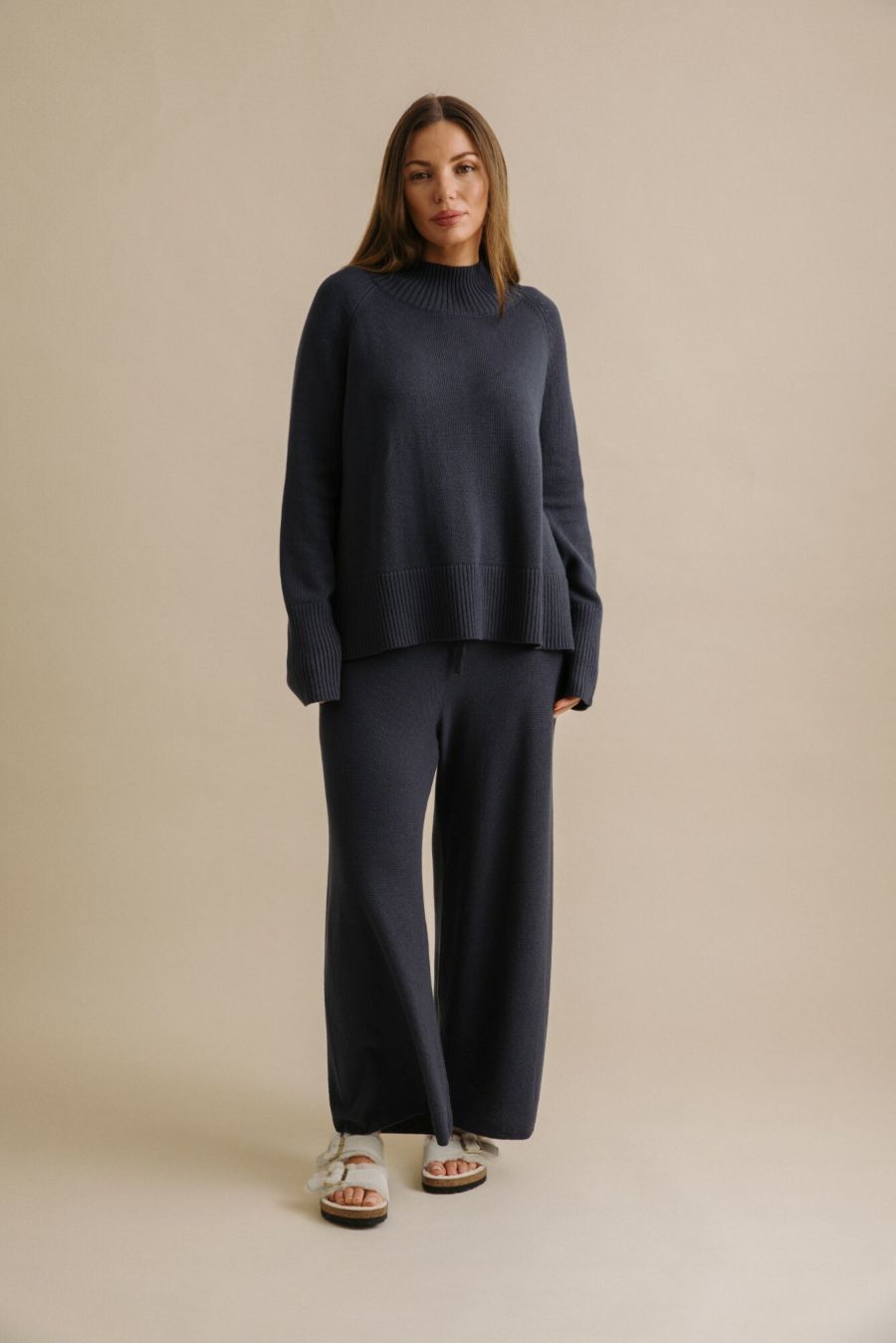 Harmony Mock Neck Pullover- Lake