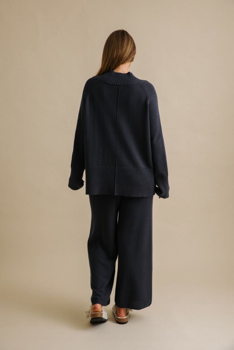Harmony Mock Neck Pullover- Lake