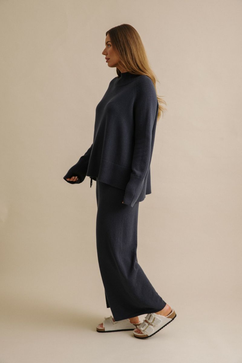 Harmony Mock Neck Pullover- Lake