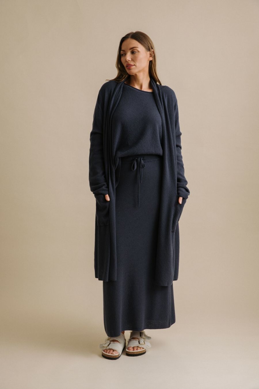 Winter Retreat Merino Long Cardi- Lake