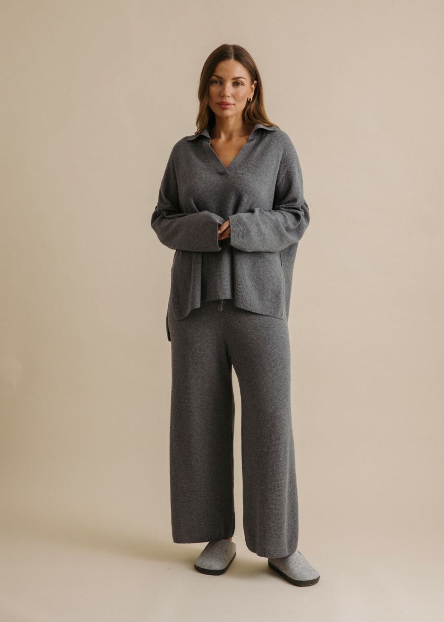 Talamaya Winter Retreat Collar Pullover in Ash