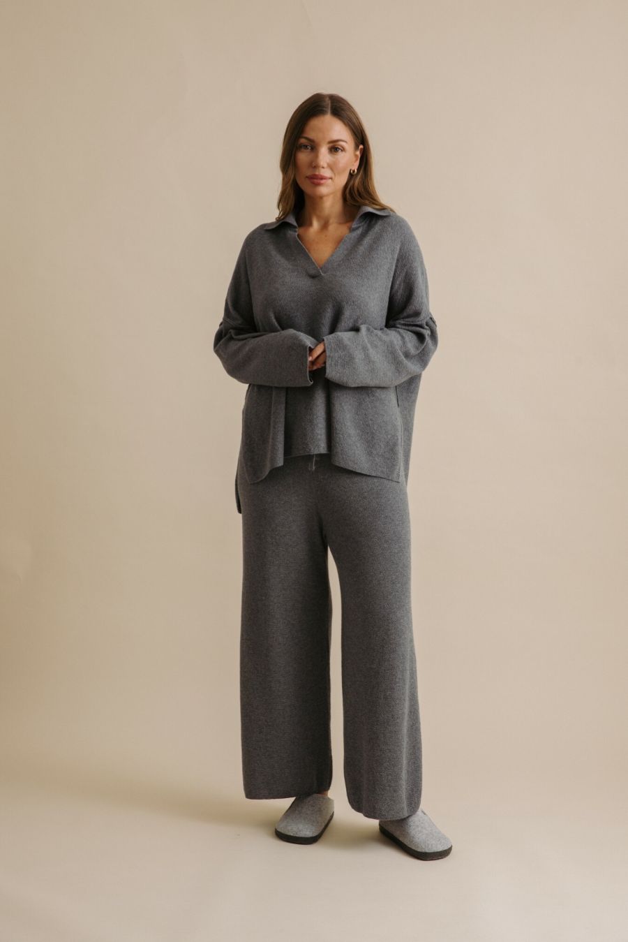 Talamaya Winter Retreat Collar Pullover in Ash
