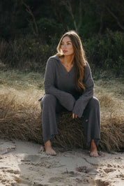 Winter Retreat Collar Pullover- Ash