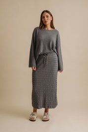 Waves Merino Pleat Skirt- Ash