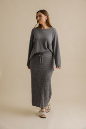 Waves Merino Pleat Skirt- Ash