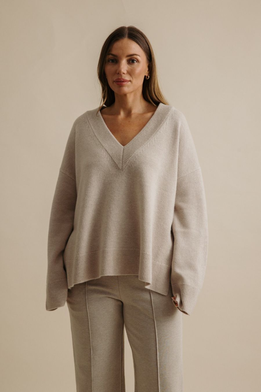 Haven Merino V Pullover- Wheat