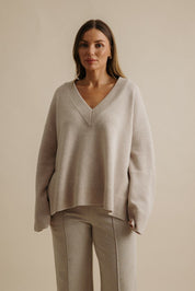 Haven Merino V Pullover- Wheat