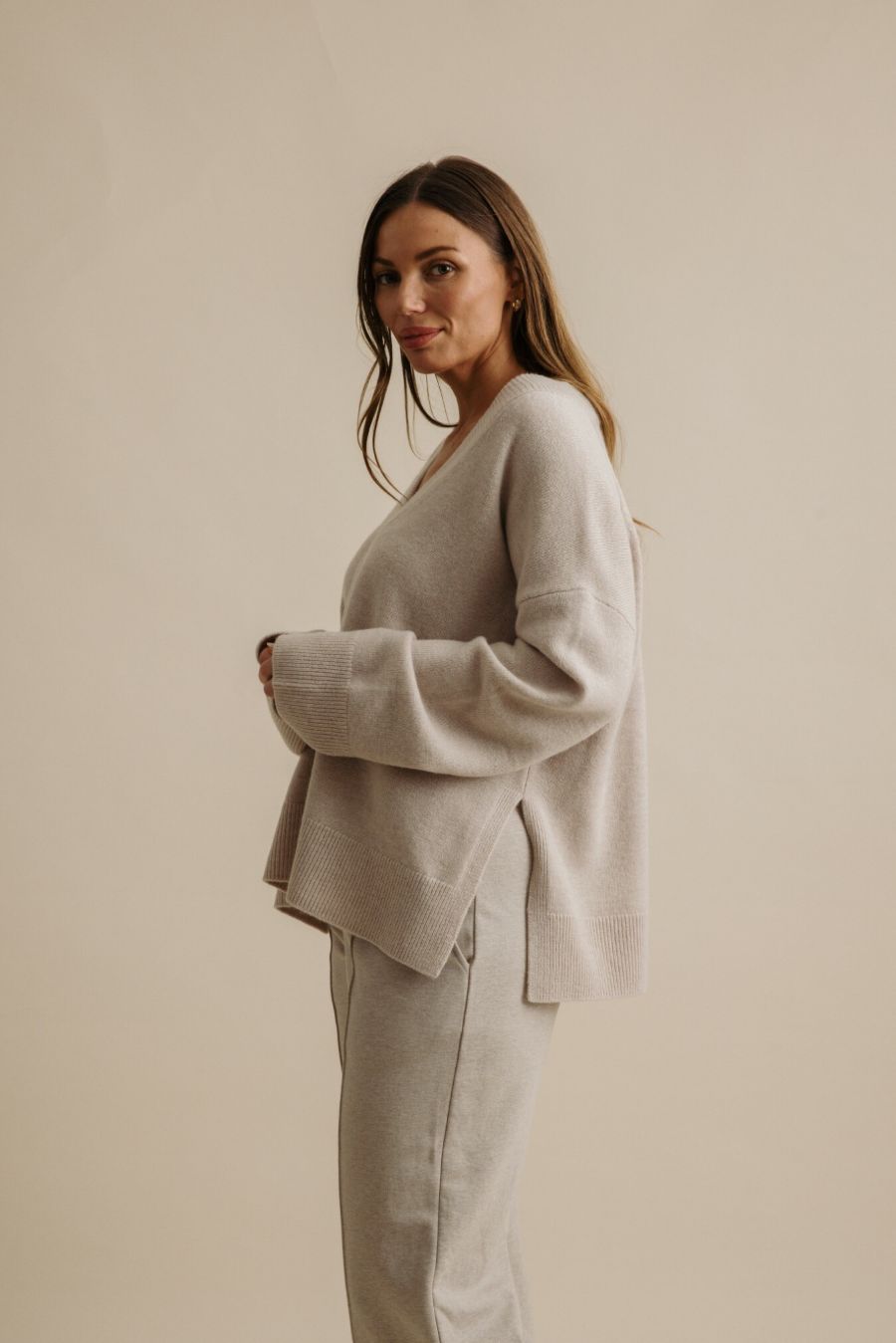 Haven Merino V Pullover- Wheat