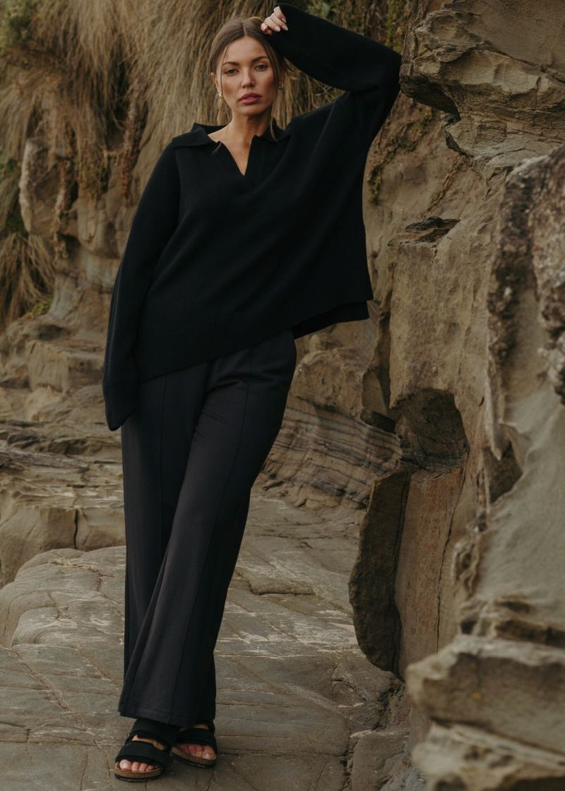Talamaya Hope Merino Pullover in Jet