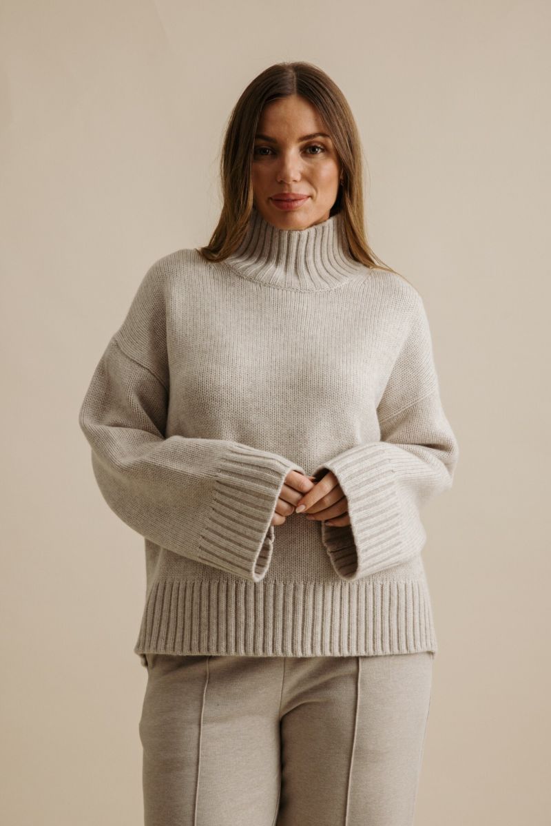 Elevate Mock Cashmere Pullover- Buckwheat