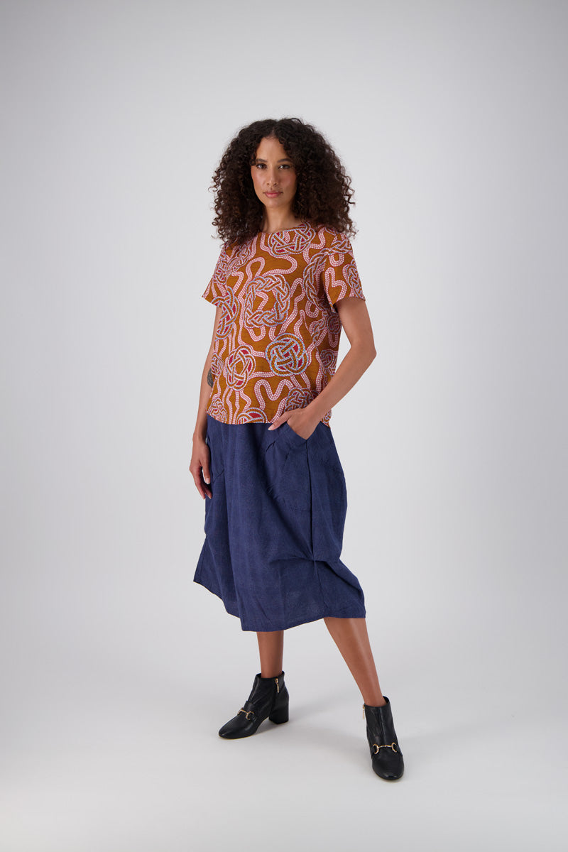 Loveknots Top- Caramel Seersucker