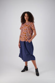 Loveknots Top- Caramel Seersucker
